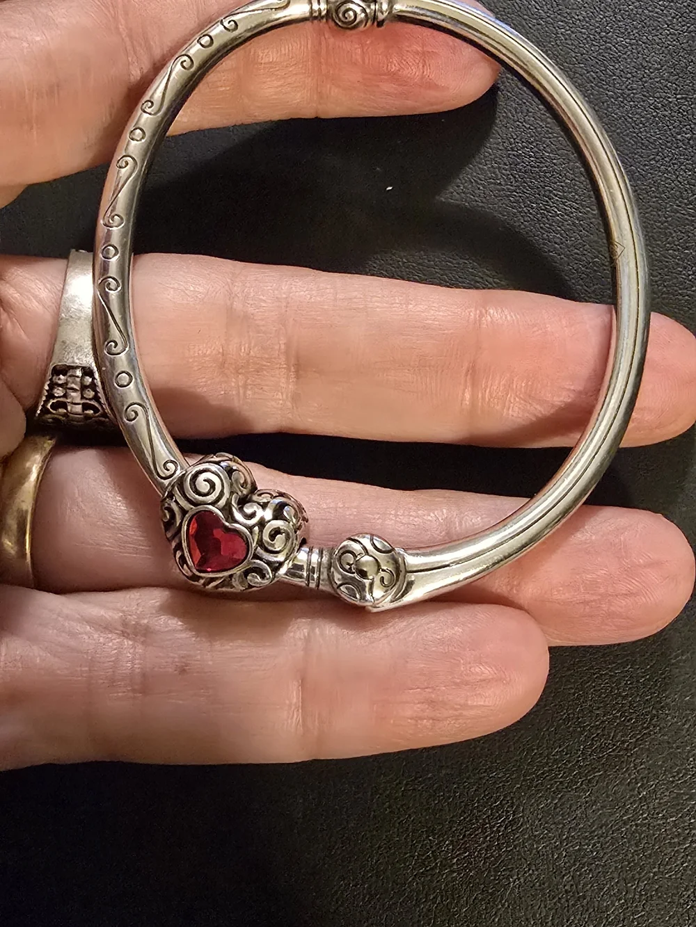 Brighton Charming Bangle, added a heart red charm